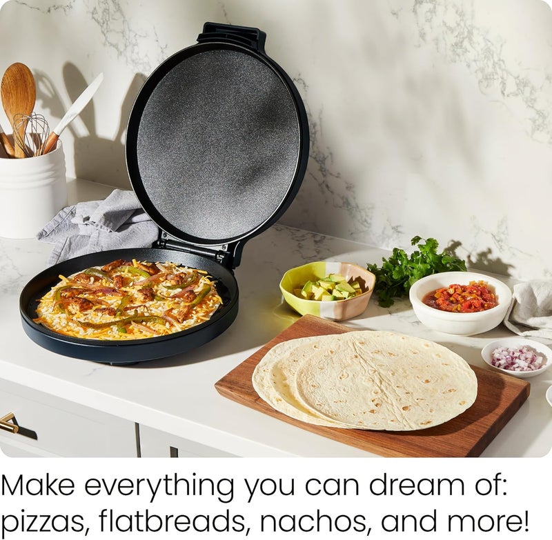 Chefman Everything Maker & Pizza Oven – 1440W Countertop Electric Pizza Maker with 12” Nonstick Cooking Plates, Plus Makes Quesadillas, Omelettes and More, with Indicator Lights and Vertical Storage - Image 2